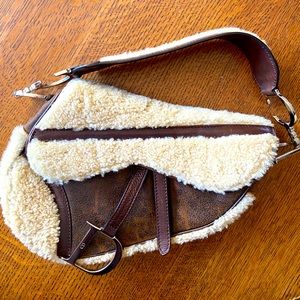 Christian Dior Saddle Flight Bag! Lamb Skin, calf  Shearling Combination